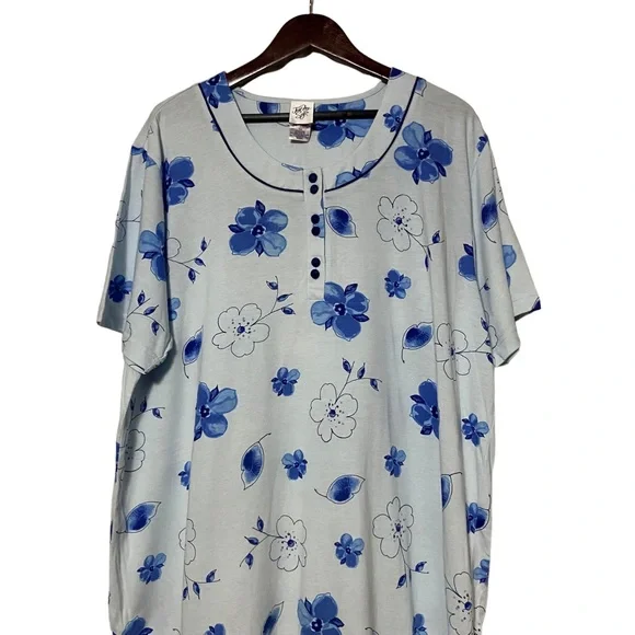 Vintage Night Gown Just my Size Long Night Gown Oversized Shirt Blue - Picture 3 of 15